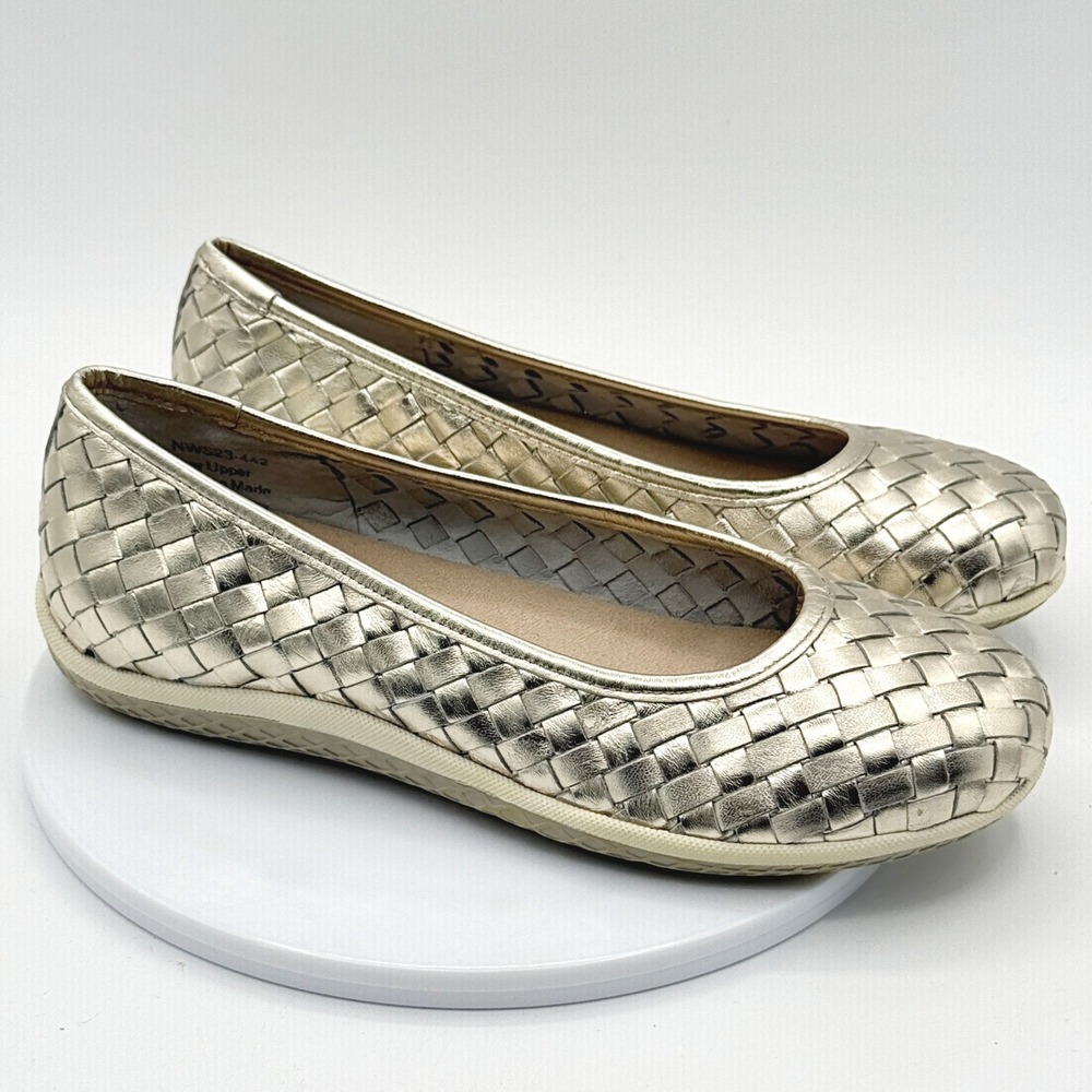 David Tate Dazzle Ballet Flat Slip-On / Size 6-Wide Womens / Platinum Silver